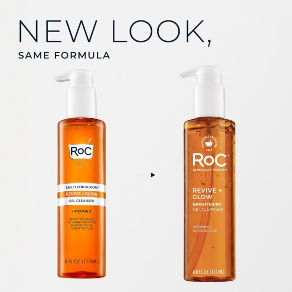 RoC Multi Correxion Revive + Glow Gel Vitamin C Cleanser, Face Wash, Facial Cleanser with Glycolic Acid, Paraben-Free, Sulfate-Free Skin Care - 6 Ounces