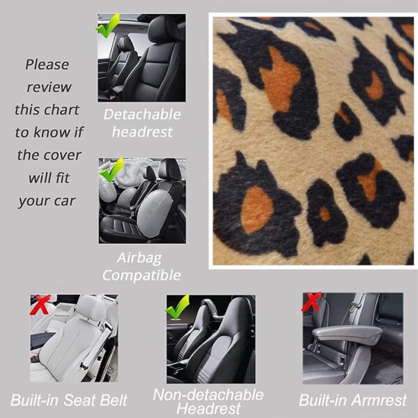 71bKLtftqeL._AC_SL1500_.jpg Audel Zebra Car Seat Cover Set with 2 Seat Belt Pads & Universal 15 Inch Steering Wheel Cover Fit for Car, Truck, SUV, or Van (Leopard)