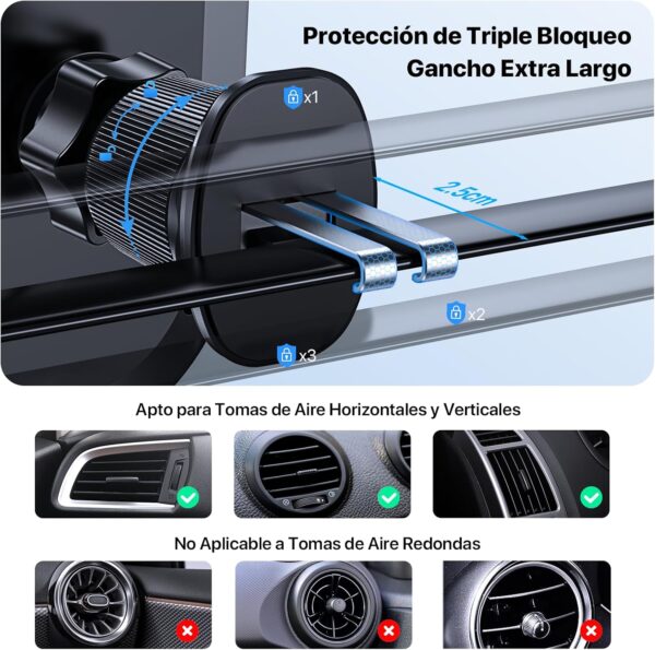 Miracase Mobile Phone Holder for Car [New Double Hook Made of Steel] Mobile Phone Holder Car for Air Vent Compatible with iPhone 14/13/12 Samsung Xiaomi and Other Smartphones Series