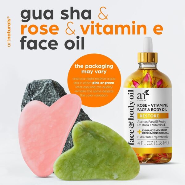 71cFc0KUhCL._SL1500_.jpg ArtNaturals Face & Body Vitamin E Bio Oil 4.0oz + Gua Sha Facial Tools Set - Organic Moisturizer Skincare for Scars, Stretch Mark, Cellulite & Nails - Great Massage oil for Massaging Joint & Muscle