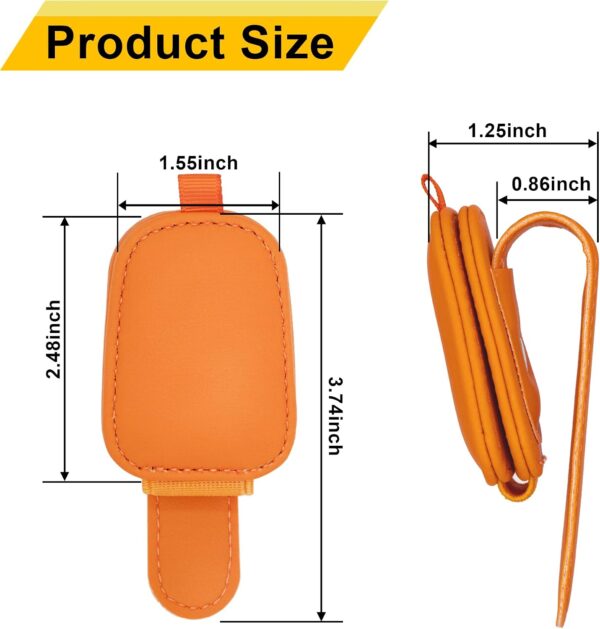 Yuoyar Sunglass Holder for Car, Magnetic Leather Sunglasses Holder and Ticket Card Clip, Car Visor Accessories, 2 Packs (Orange)