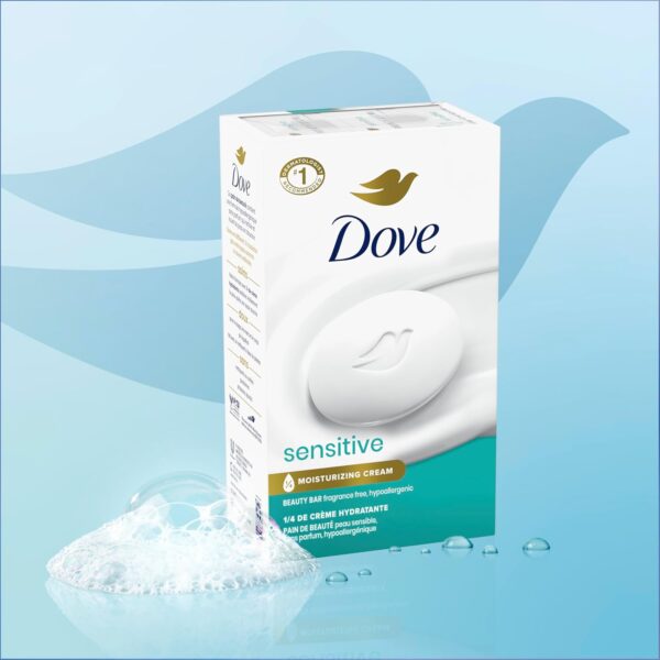 71djyUc4BIL._SL1500_.jpg Dove Beauty Bar Soap Sensitive, 8 Bars for Sensitive Skin, Fragrance Free and Hypoallergenic 3.75 oz