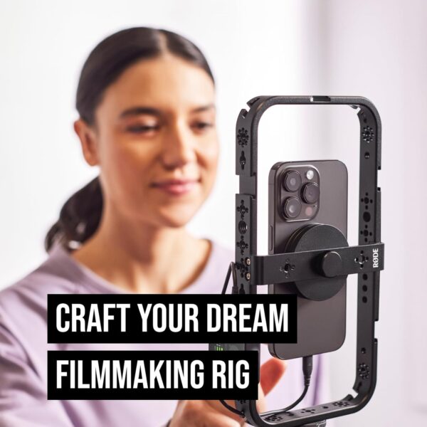 71eFqey8cL._AC_SL1500_.jpg RODE Phone Cage Magnetic Mobile Filmmaking Cage, For Smartphone Content Creation, Five Cold Shoe Mounts, Cable Management Slots, High-Grade Aluminium