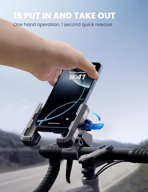 GREFAY Bike Phone Holder Motorbike Phone Holder [1S Quick Release Robust Connections] Anti Shake Universal 360° Bicycle Handlebar Holder for iPhone 17 16 15 14 13 Samsung S23/S22 4.5-7" Smartphone