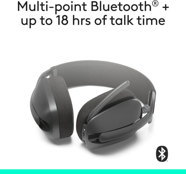 Logitech Zone Vibe 100 Lightweight Wireless Over Ear Headphones with Noise Canceling Microphone, Advanced Multipoint Bluetooth Headset, Works with Teams, Google Meet, Zoom, Mac/PC - Graphite