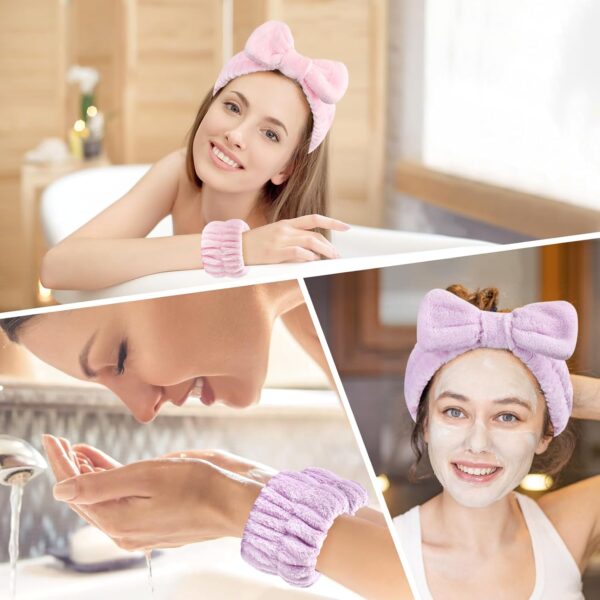 71g-KerMR9L._SL1500_.jpg Dorbetar 6Pack Headband and Wristband Set for Washing Face, Spa Skincare Makeup Headband, Soft Puffy Hair Band Bow Tie, for Women and Teen Girl Trendy Stuff Gifts