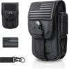 WYNEX Tactical Phone Pouch Molle,Smartphone Holster Bag EDC Utility Cellphone Lock Card Holder Organizer Fit for Waist Belt Case Include Tactical Gear Clip and U.S.A Patch