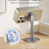 Nulaxy Magnetic Cell Phone Stand with 2 Metal Rings, 360 Rotating Fully Aluminum Smartphone Stand for Desk, Office Accessories Adjustable Phone Holder Compatible with All Phones MagSafe Case, Grey