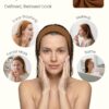 5PCS Face Roller & Gua Sha Facial Tools, Face Massage for Wrinkle Reduction & Puffiness Relief, Includes Silicone Scrubber, Headband & Travel Pouch, Jawline Sculpting and Pore Cleansing Set