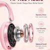 Wentronic Y05 Bluetooth Over-Ear Headphones with Active Noise Cancelling, Hi-Res Audio, 48H Playtime, Built-in Mic, Wired/Wireless, Works with iOS, Android & PC, Pink