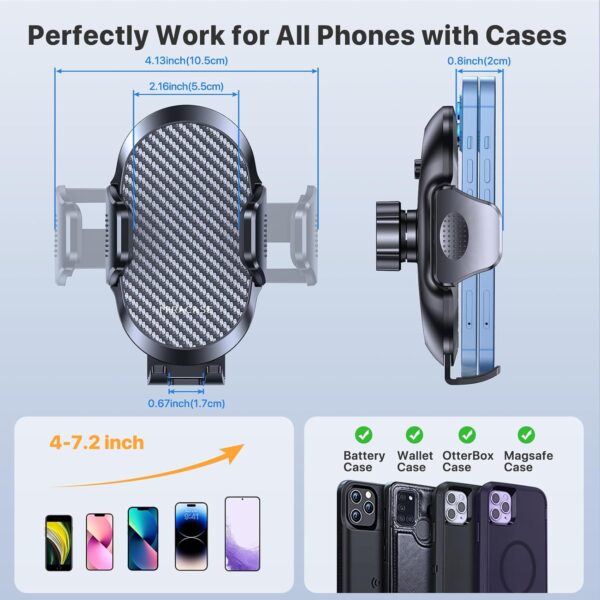 Miracase Mobile Phone Holder Car [More Stable Double Hook] Mobile Phone Holder for Cars Ventilation Universal 360 Degree Vent Car Holder for iPhone 16 Pro Max 15 14 Smartphone