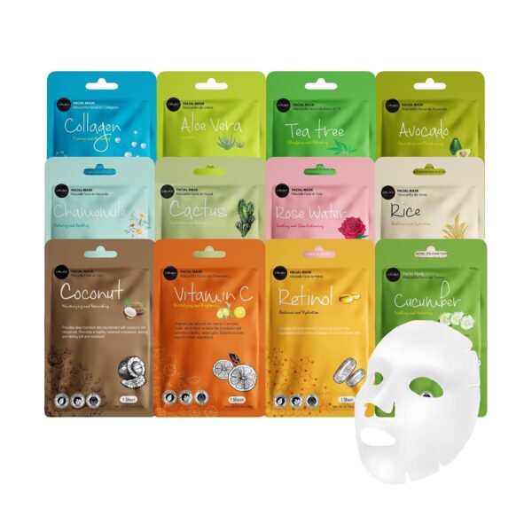71gxdO19EjL._SL1500_.jpg Celavi Essence Facial Face Mask K-Beauty Skincare Korea Skin Care Moisturizing 12 Pack B Set