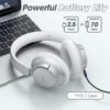 BERIBES Upgraded Hybrid Active Noise Cancelling Wireless Headphones with Transparent Modes,70H Playtime Bluetooth Headphones Wireless with Mic, Deep Bass,3.5MM Cable,Soft-Earpads,Fast Charging-Silver