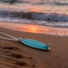 Surfboard Car Decor Charm Beach Rear View Mirror Accessories Stained Glass Car Accessories Ocean Decor Hanging Sun Catcher Surfer for Women Man
