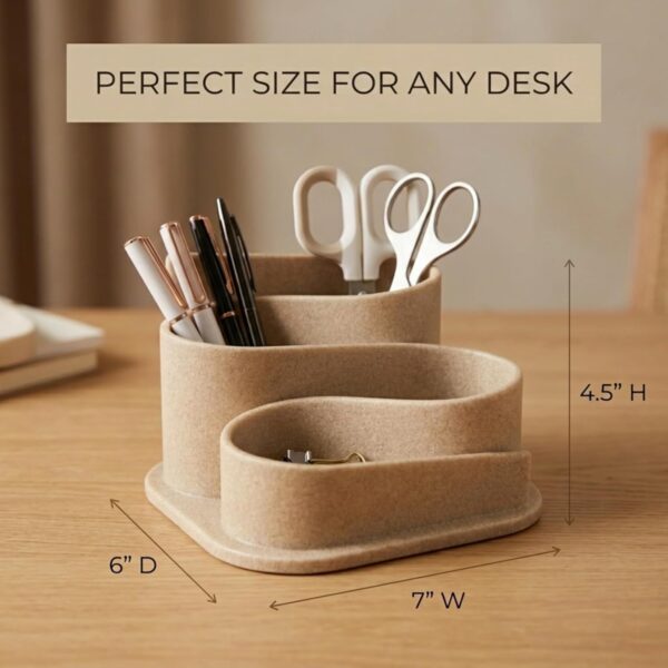71hJRVzF4L._AC_SL1500_.jpg OAKOA Aesthetic Desk Organizer - Aesthetic Office Desk Accessories - Boho Pen Holder - Neutral Beige Desk Accessories - Home Office Essentials for Women - Cute Pencil Holder