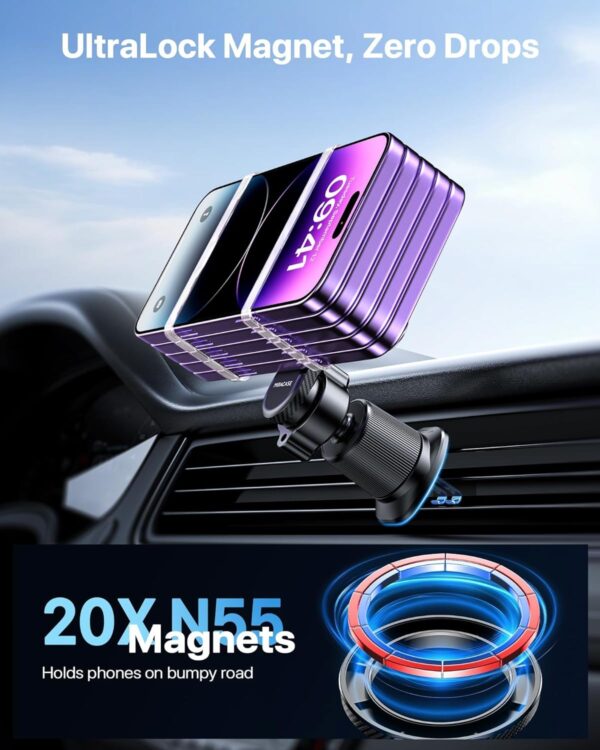 71hM6P9bVNL._AC_SL1500_.jpg Miracase for MagSafe Car Mount【Won’t Block Vent & 20 Strongest Magnets】 Magnetic Phone Holder for Car Phone Holder Mount Dash for Car Accessories for Women Men for iPhone 17 Pro Max Air 16 15 14 13 12