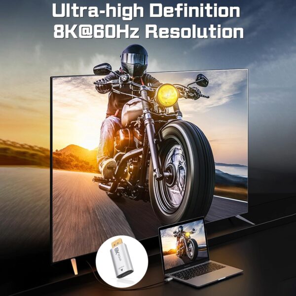 71hO3wmtDkL._AC_SL1500_.jpg Duttek DisplayPort to HDMI Adapter 8K@60Hz, DP to HDMI Converter for Gaming PC Laptop MacBook, Unidirectional Transmission for Monitor Projector TV, Laptop Desktop PS5