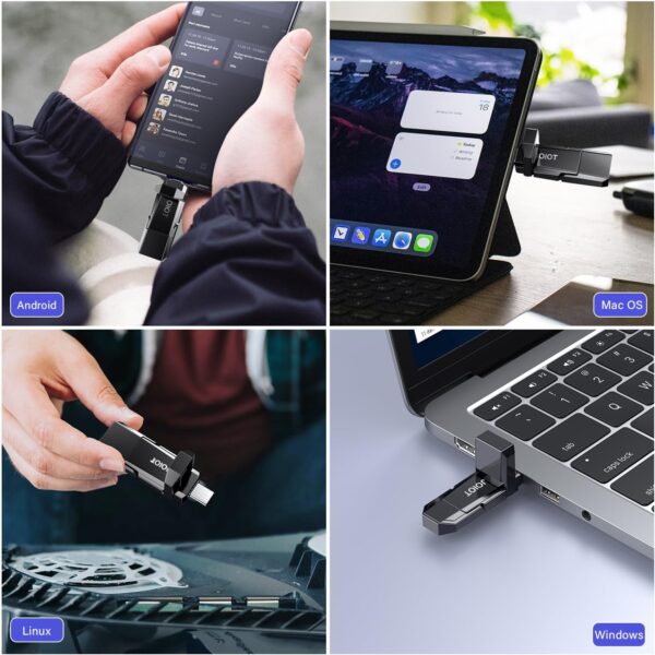 JOIOT USB C Flash Drive 256GB Up to 450MB/s Dual Type-C & USB-A USB 3.2 Solid State Drive USB-C Thumb Drive Compatible with iPhone 15/16 Series Smartphone Tablet Laptop Car Smart TV Game Console