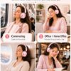Wentronic Y05 Bluetooth Over-Ear Headphones with Active Noise Cancelling, Hi-Res Audio, 48H Playtime, Built-in Mic, Wired/Wireless, Works with iOS, Android & PC, Pink