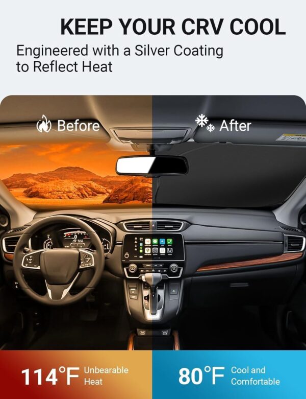 71i7BAX2V1L._AC_SL1500_.jpg Proadsy 2025 Upgrade Windshield Sun Shade Custom Fit 2017-2022 Honda CRV Sunshade 4-Layer Foldable Front Sunshade Protector Sun Visor Blocks UV Rays Keep Car Cooler Accessories