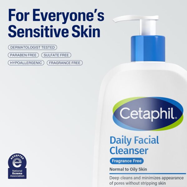 71iKZ6jVPL._SL1500_.jpg Cetaphil Face Wash, Daily Facial Cleanser for Sensitive, Combination to Oily Skin, 16 Oz, Fragrance Free, Gentle Foaming, Soap Free, Hypoallergenic