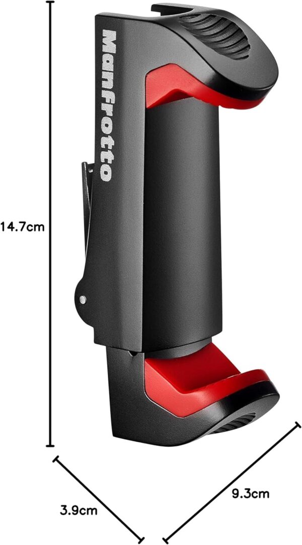 71iqYGJHW0L._AC_SL1500_.jpg Manfrotto Universal Smartphone Clamp, Pro Version (MCPIXI), Clamp for Mini Camera Tripod, for Table Camera Tripod,Black