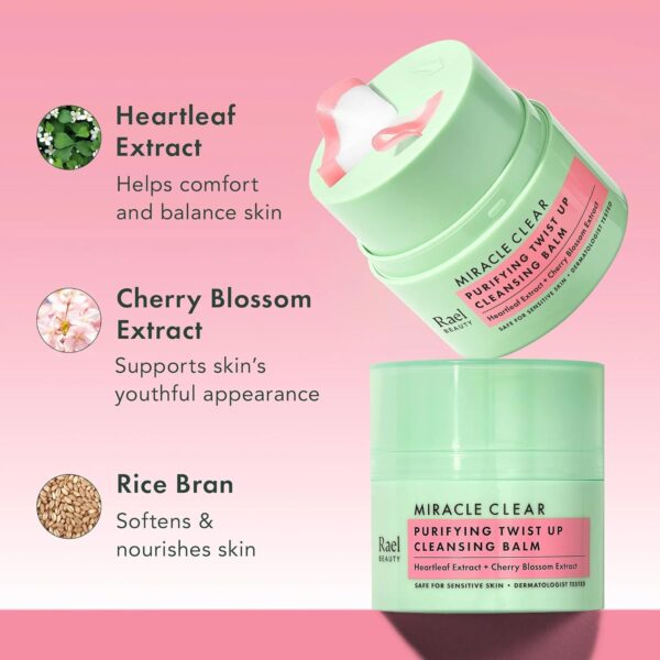 71iwQy3pHOL._SL1500_.jpg Rael Miracle Clear Facial Cleanser – Makeup Remover, Daily Face Wash, Gentle Deep Pore Cleansing Korean Skin Care for Oily & Combination Skin (Cleansing Balm, 1.69 fl. oz)