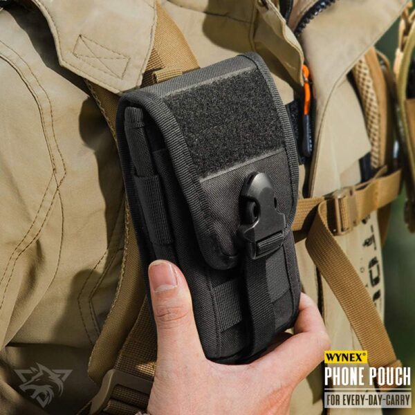 WYNEX Tactical Phone Pouch Molle,Smartphone Holster Bag EDC Utility Cellphone Lock Card Holder Organizer Fit for Waist Belt Case Include Tactical Gear Clip and U.S.A Patch
