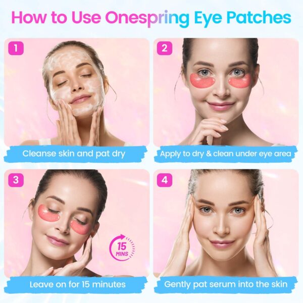 Onespring Under Eye Patches (32 Pairs) - Collagen-Infused, Anti-Puffiness & Dark Circle Treatment - Luxurious Skincare for Under Eye Bags & Fine Lines, Gifts for Women