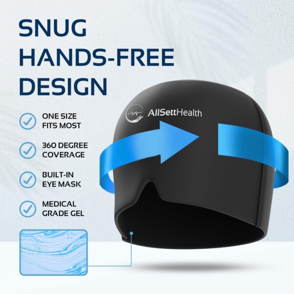 71jWfYW3IQL._AC_SL1500_.jpg Migraine Relief Cap Ice Head Wrap and Hat | Hot/Cold Gel Pack with Face and Eye Mask Compress for Headache Relief - Black