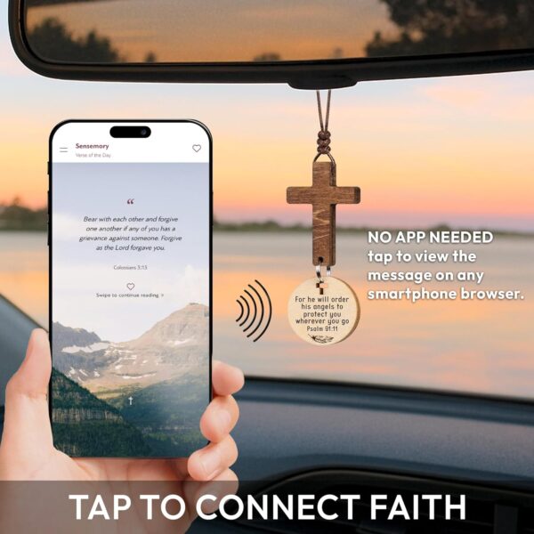 71ko5cCHeXL._AC_SL1500_.jpg Cross for Car Mirror Hanging Christian Gifts for Men, Dad, Women, Bible Study - Scan Phone for Daily Bible Verse Car Rearview Decor Accessories for Truck Driver, Jesus Religious Gift
