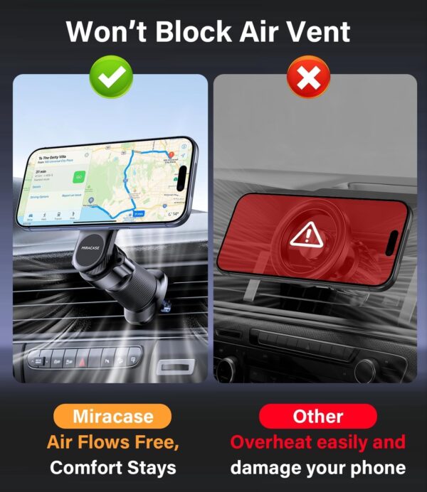 71lCT0etblL._AC_SL1500_.jpg Miracase for MagSafe Car Mount【Won’t Block Vent & 20 Strongest Magnets】 Magnetic Phone Holder for Car Phone Holder Mount Dash for Car Accessories for Women Men for iPhone 17 Pro Max Air 16 15 14 13 12