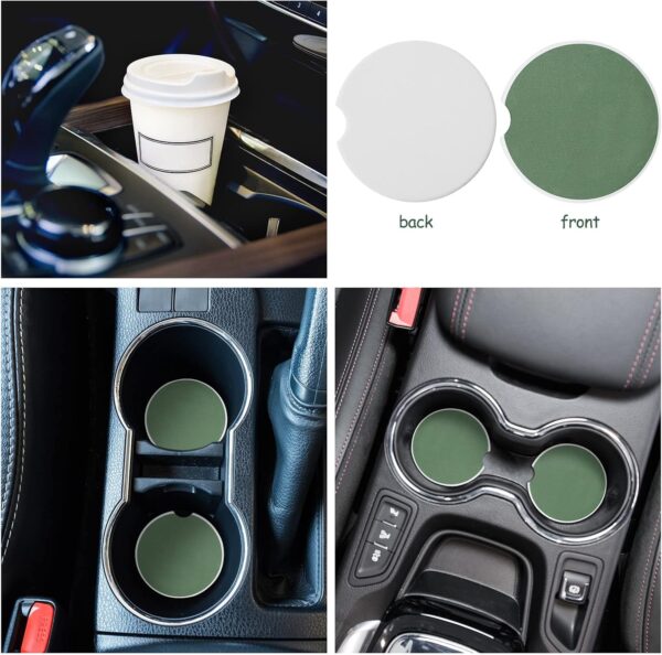 71lLjF5vfRL._AC_SL1500_.jpg BBTO Sage Green Car Accessory Set - Steering Wheel Cover, Ceramic Coasters, Daisy Flower Air Vent Clip, Crystal Car Hanging Ornament