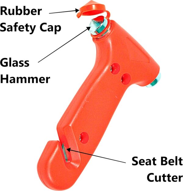 AA Emergency Car Window/Glass Hammer Seatbelt Cutter Rescue Tool AA6240 - Essential For Quick Vehicle Escape – With Mounting Screws And Bracket, Red