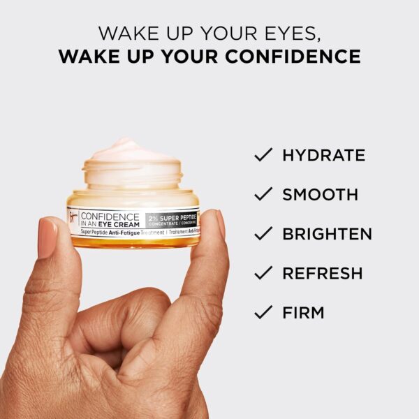71lV4DktGYL._SL1500_.jpg IT Cosmetics Confidence in an Eye Cream - Anti Aging Peptides Moisturizer, Dark Circles & Wrinkles, Lightweight 48H Hydration, 2% Super Peptide Concentrate, Smooth & Brighten Undereye, All Skin Types