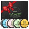 SHVYOG 4Pcs Face Mask Set - Turmeric Clay Mask, Vitamin C, Green Tea, Rose, Dead Sea Mud Mask, Skin Care Mask for Deep Cleansing, Refining Pores, Valentine's Day Gifts for Women- 240g