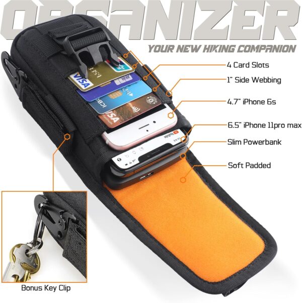 WYNEX Tactical Phone Pouch Molle,Smartphone Holster Bag EDC Utility Cellphone Lock Card Holder Organizer Fit for Waist Belt Case Include Tactical Gear Clip and U.S.A Patch