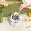71n9eVRLFVL._AC_SL1500_.jpg Desk Organisers Pen Holder 360° Rotating Makeup Organiser Stationary Desk Organisers with 5 Compartments Pen Pot for Home Office School Classroom, White