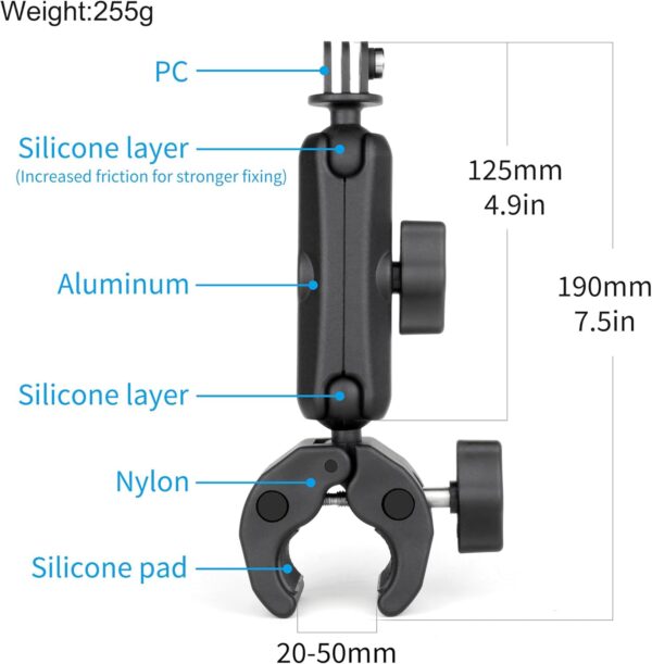 71nADaK1bL._AC_SL1500_.jpg SOONSUN Super Clamp Mount with Dual 360° Ball Heads & Phone Holder, Heavy-Duty Camera Clamp Mount for GoPro Hero 13 12 11 10 9, Insta360, DJI Osmo, DSLR, Smartphones & Action Camera