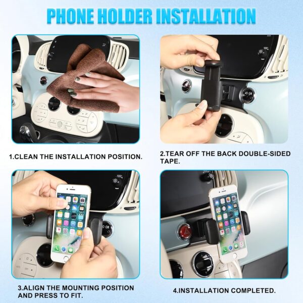 METYOUCAR Car Phone Holder for Fiat 500 2007-2016-2024 Rotatable Fixed Phone Holder for Car Fit for iPhone Android and Universally Smartphones Mount (Clip/A Style)