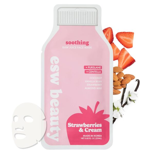 71o4UhLt0IL._SL1500_.jpg ESW Beauty Strawberries & Cream Soothing Korean Face Mask – Vitamin C, Centella & Vitamin E for Sensitive Skin, Hydration & Barrier Support – Skincare Gifts for Women