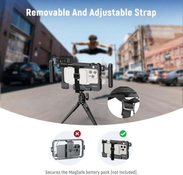 71otAELuGrL._AC_SL1500_.jpg NEEWER Universal Smartphone Video Rig with Handles 67mm Filter Adapter Anti Drop Cold Shoe Compatible with DJI Mic iPhone Samsung Galaxy Android, Phone Cage Stabilizer for Video Recording, PA017