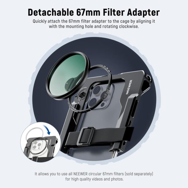 71p-nHpNCJL._AC_SL1500_.jpg NEEWER Universal Smartphone Video Rig with Handles 67mm Filter Adapter Anti Drop Cold Shoe Compatible with DJI Mic iPhone Samsung Galaxy Android, Phone Cage Stabilizer for Video Recording, PA017
