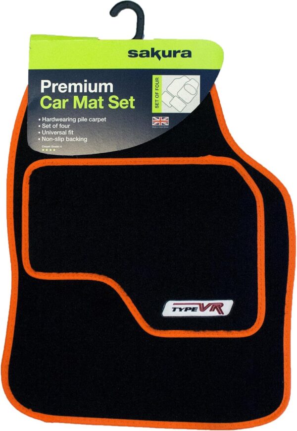 71p40RMl4xL._AC_SL1500_.jpg Type VR Embroidered Edging Car Mat Set - Orange
