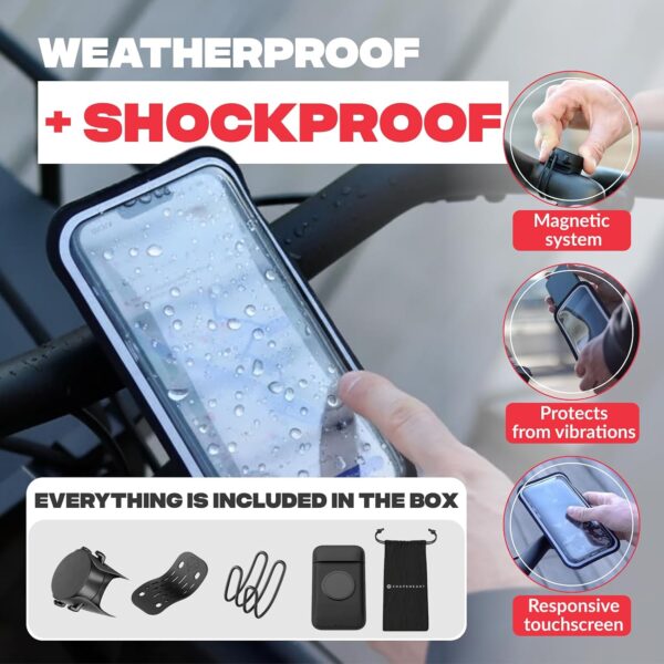 71pLgFLXG9L._AC_SL1500_.jpg Shapeheart Magnetic Bike Phone Holder - XL Waterproof Touchscreen Pouch - Universal Handlebar Mount for MTB, Motorcycle, E-Scooter - Detachable Smartphone Case - Quick and Stable Setup