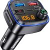 GizmoVine Bluetooth Car Adapter, FM Transmitter with Bass Boost, Wireless Hands-Free Call Kit, Audio Receiver, USB C QC PD 30W Fast Charger, 12V Cigarette Lighter, U Disk MP3 Music Player