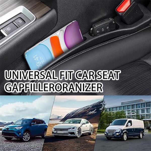 71rOjziziL._AC_SL1010_.jpg 2PC Multifunctional Car Seat Gap Filler, Universal Gap Filler Pad with Phone Holder, Seat Clip Seam Leak Stopper Storage Strip Interior Accessories, for SUV Car Truck Seat (Red)