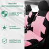 17 Car Seat Cover Full Set for Women, Universal Car Seat Cover, Plush Steering Wheel Cover, Fluffy Soft Wool Handbrake Gear, Suspension Accessories Full SUV(Patterned Pink)