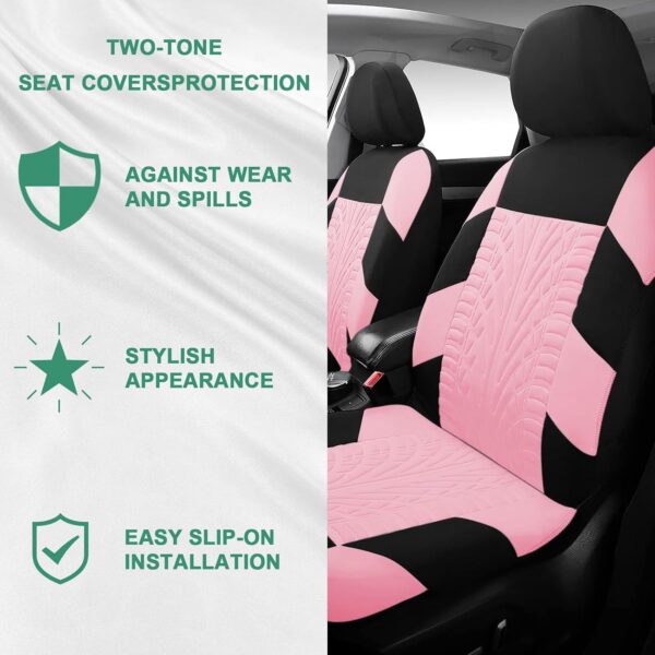 17 Car Seat Cover Full Set for Women, Universal Car Seat Cover, Plush Steering Wheel Cover, Fluffy Soft Wool Handbrake Gear, Suspension Accessories Full SUV(Patterned Pink)