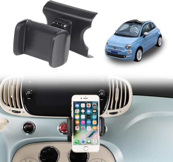 METYOUCAR Car Phone Holder for Fiat 500 2007-2016-2024 Rotatable Fixed Phone Holder for Car Fit for iPhone Android and Universally Smartphones Mount (Clip/A Style)